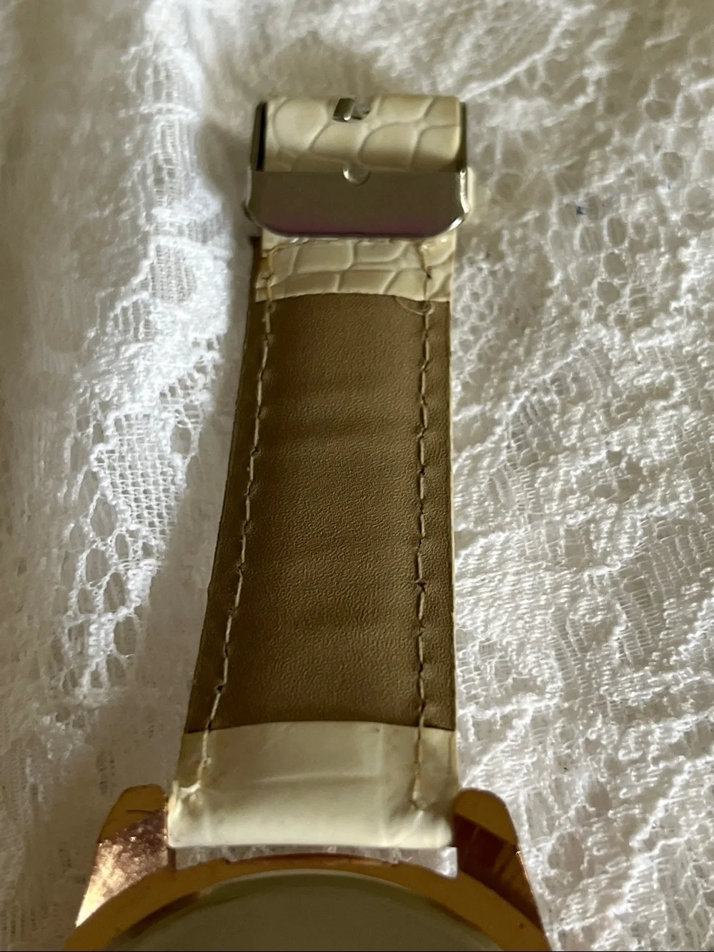 Gerryda Rose Gold Crystal Women’s Watch with White Strap
